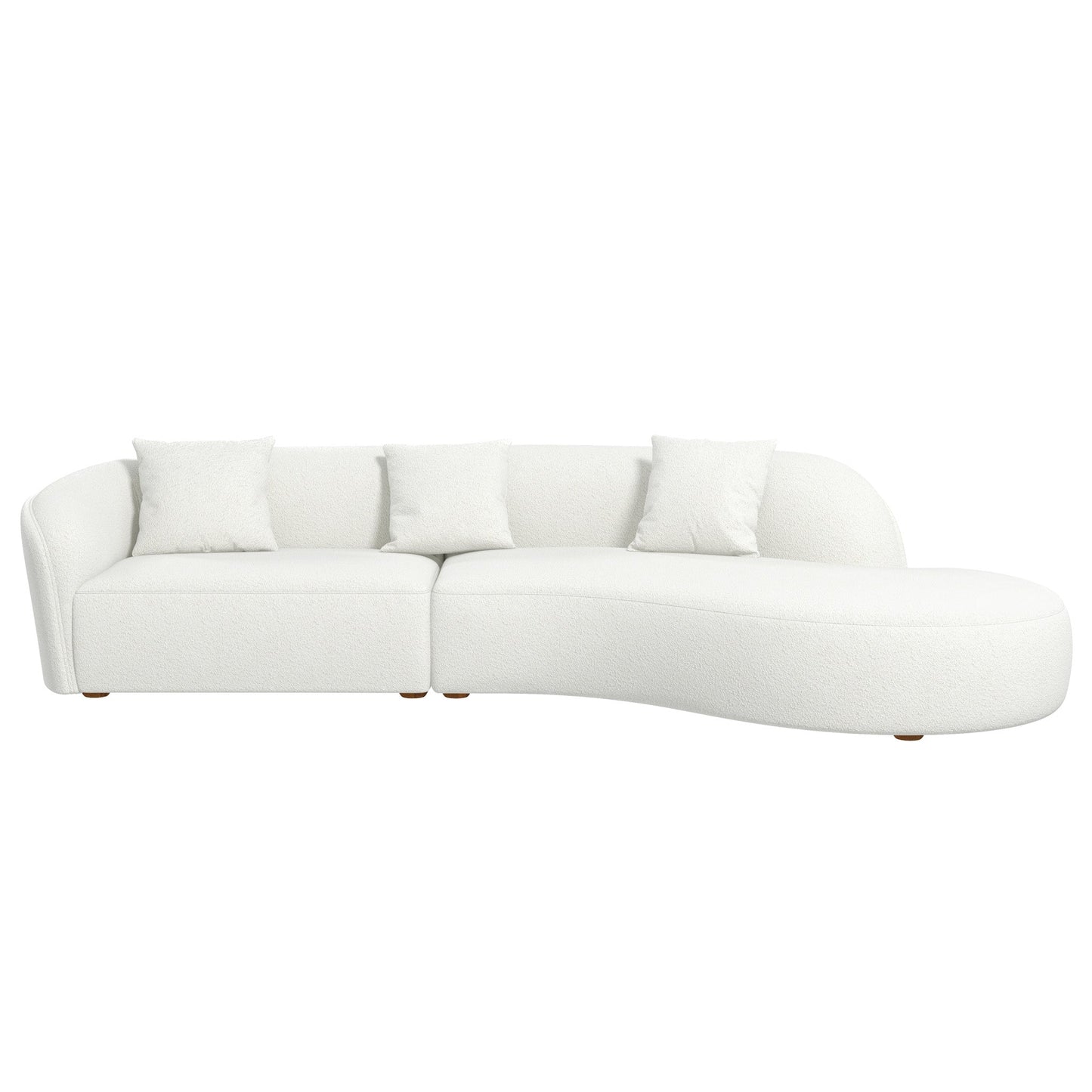 Elijah Beige Japandi Style Curvy Sectional Sofa 126"