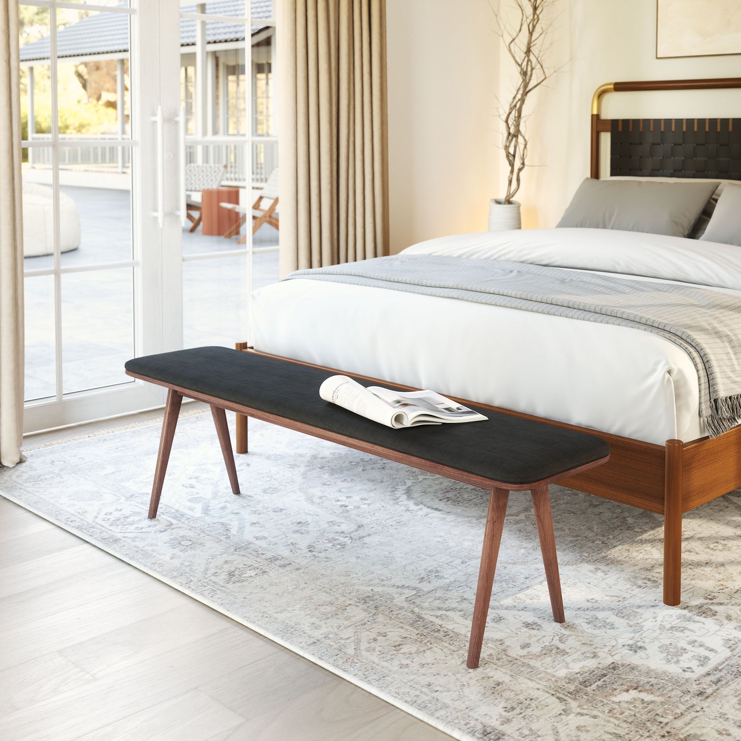 Kazwali Bench Black & Walnut