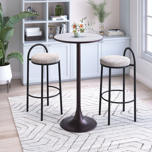 Bite Bar Table Gray & Bronze